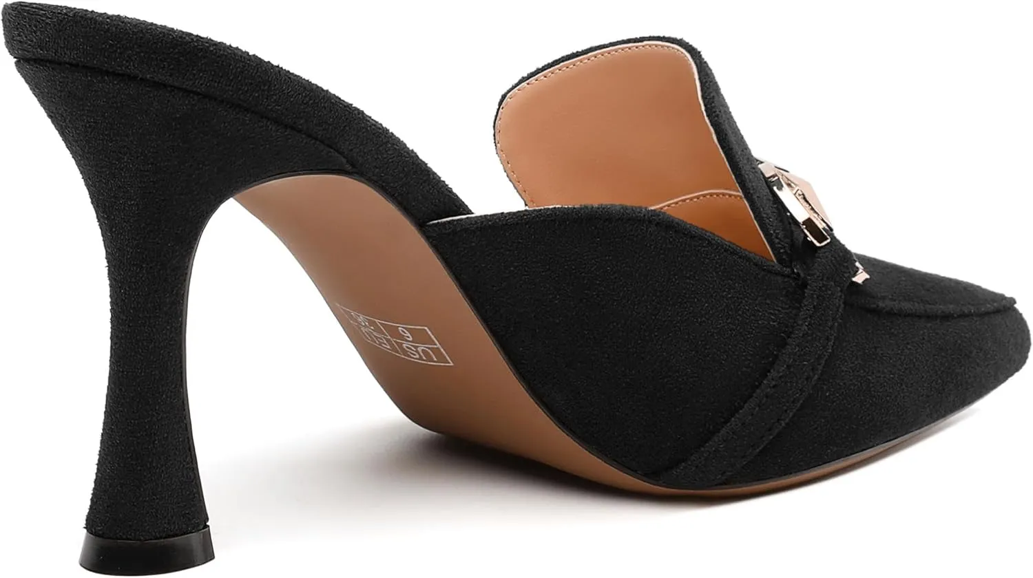 Women's Sandals, Pointed Closed Toe High Heels, Chains Buckle Fashion Mules for Wedding Party Working