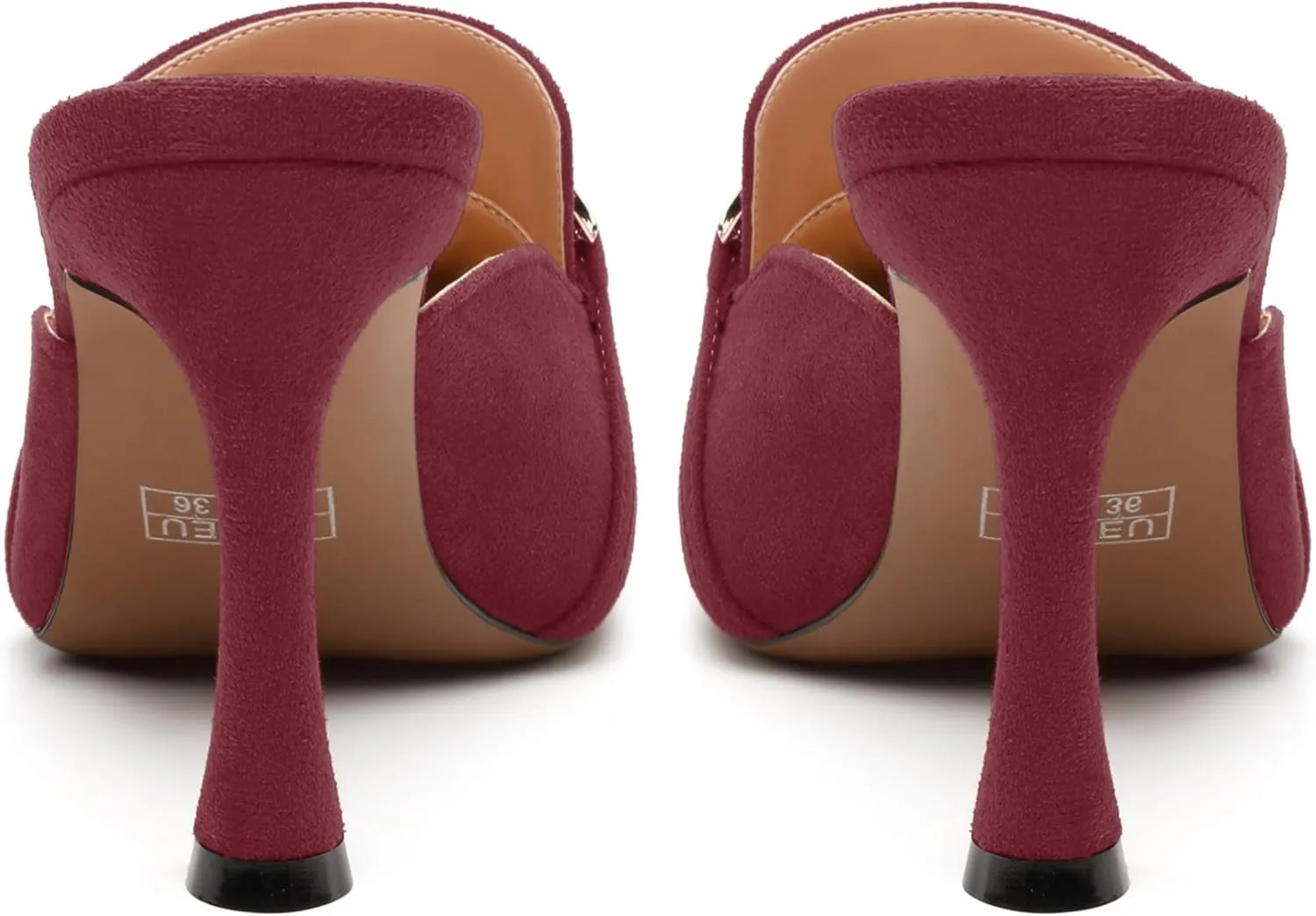 Women's Sandals, Pointed Closed Toe High Heels, Chains Buckle Fashion Mules for Wedding Party Working