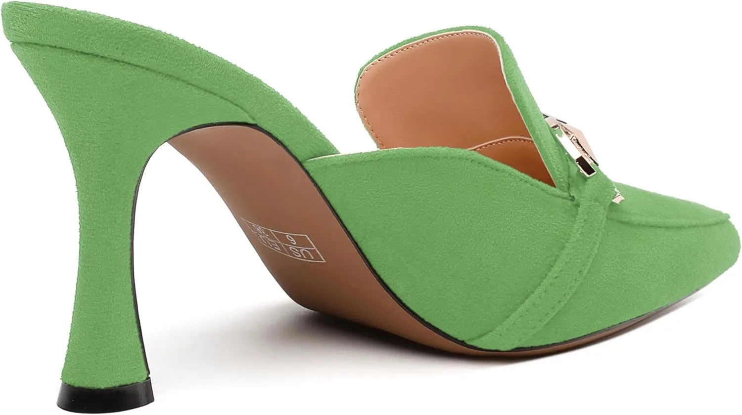 Women's Sandals, Pointed Closed Toe High Heels, Chains Buckle Fashion Mules for Wedding Party Working