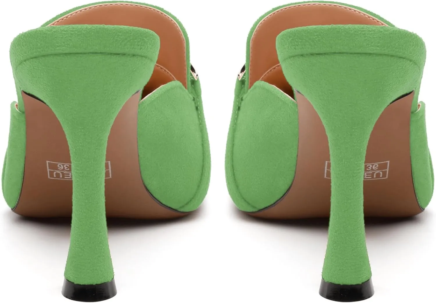 Women's Sandals, Pointed Closed Toe High Heels, Chains Buckle Fashion Mules for Wedding Party Working
