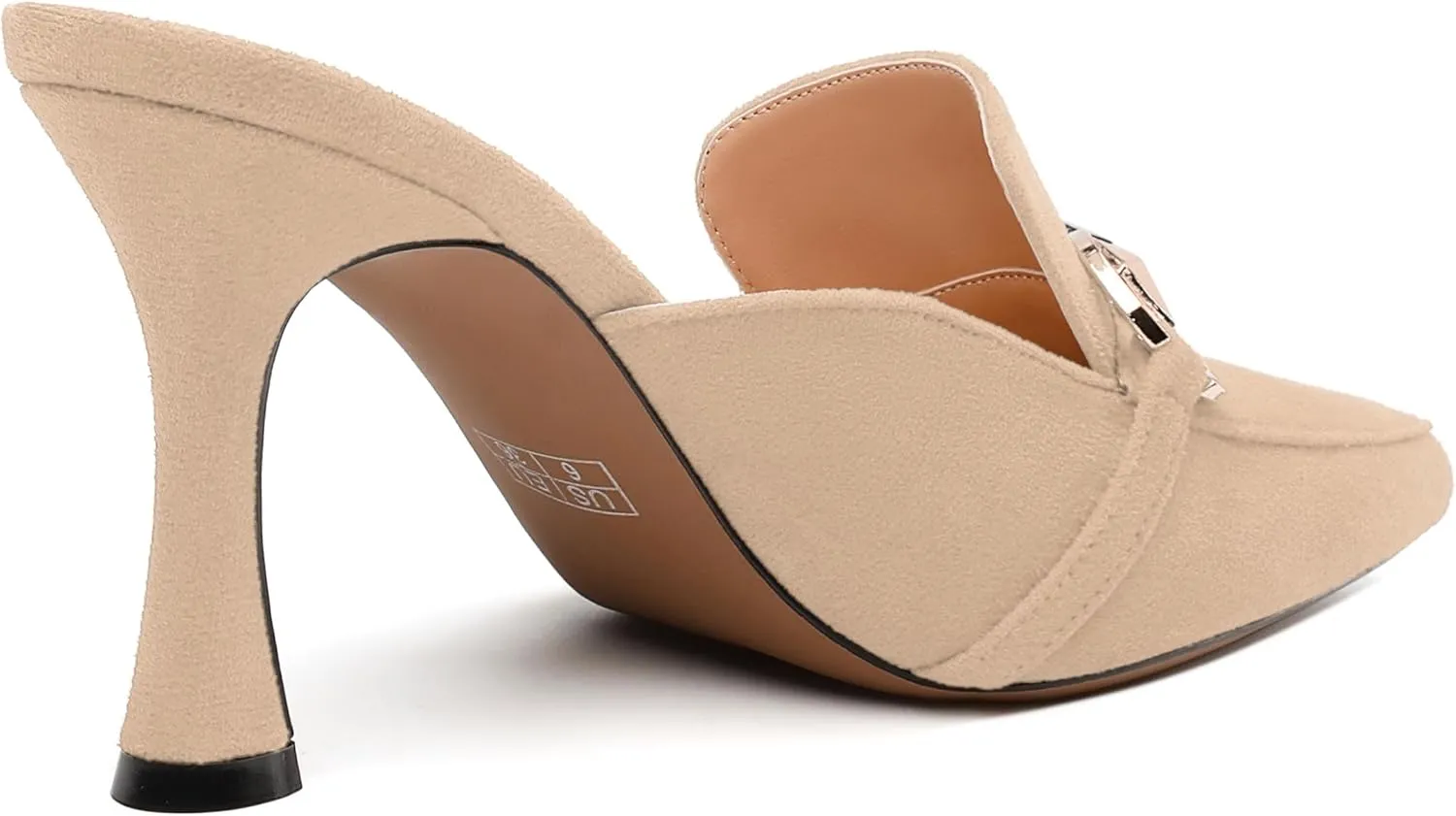 Women's Sandals, Pointed Closed Toe High Heels, Chains Buckle Fashion Mules for Wedding Party Working