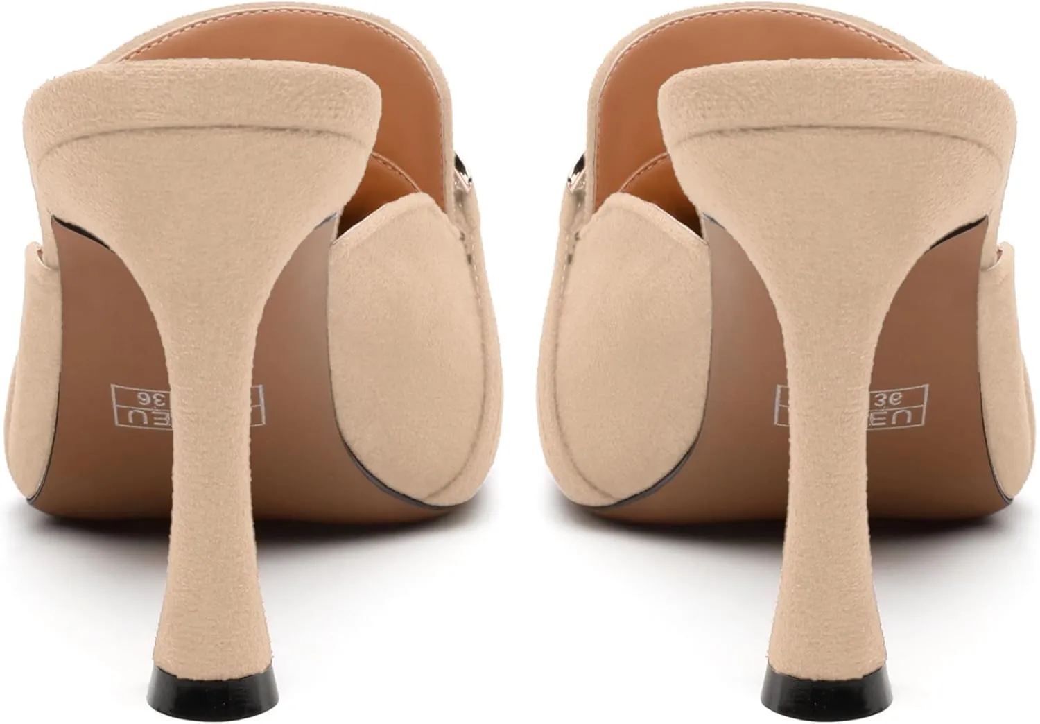 Women's Sandals, Pointed Closed Toe High Heels, Chains Buckle Fashion Mules for Wedding Party Working