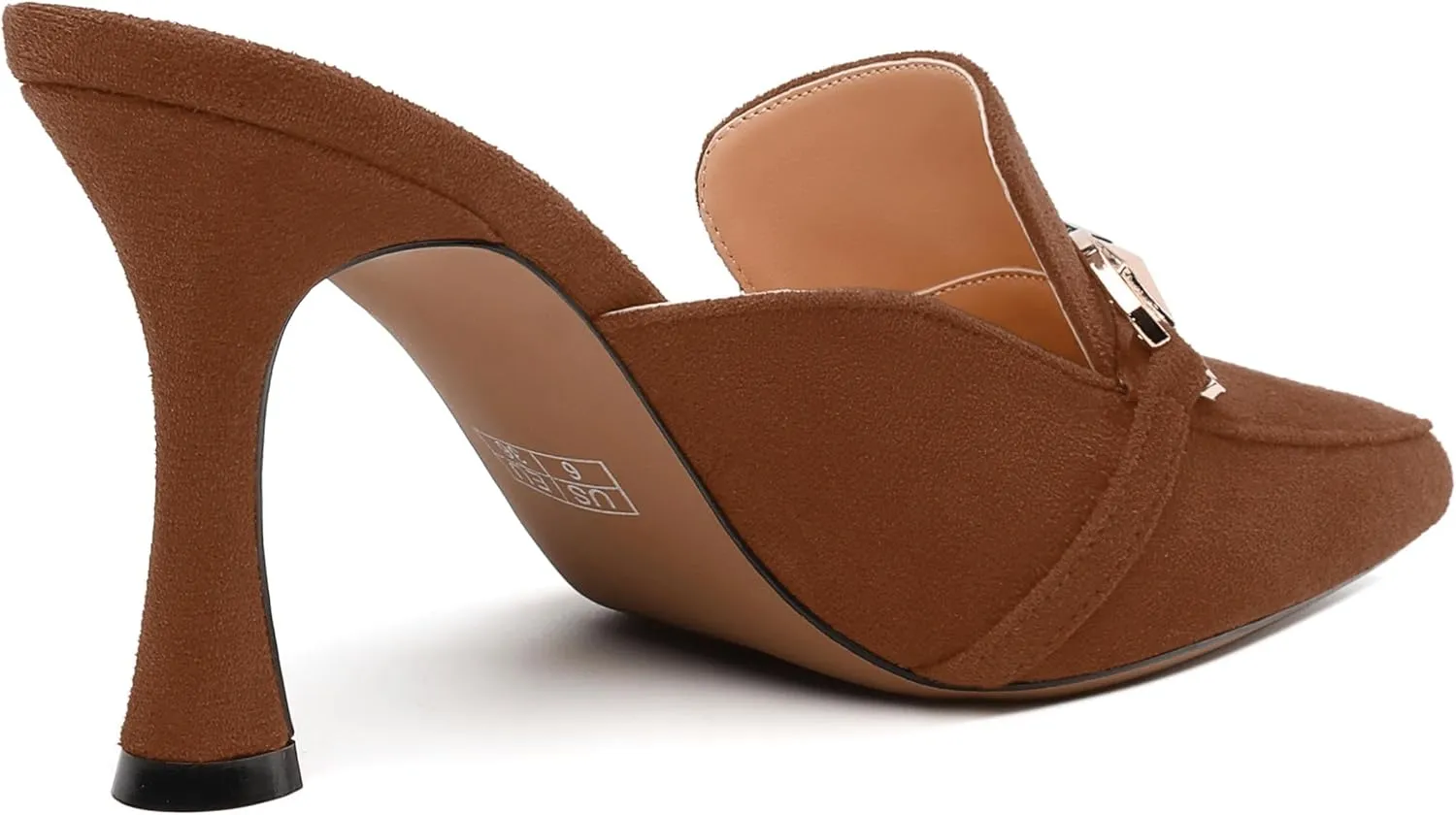 Women's Sandals, Pointed Closed Toe High Heels, Chains Buckle Fashion Mules for Wedding Party Working