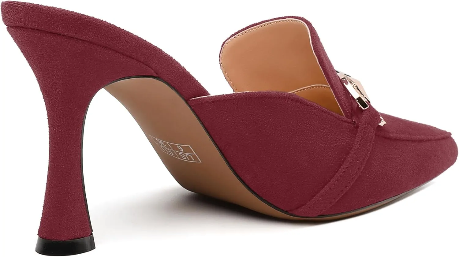 Women's Sandals, Pointed Closed Toe High Heels, Chains Buckle Fashion Mules for Wedding Party Working