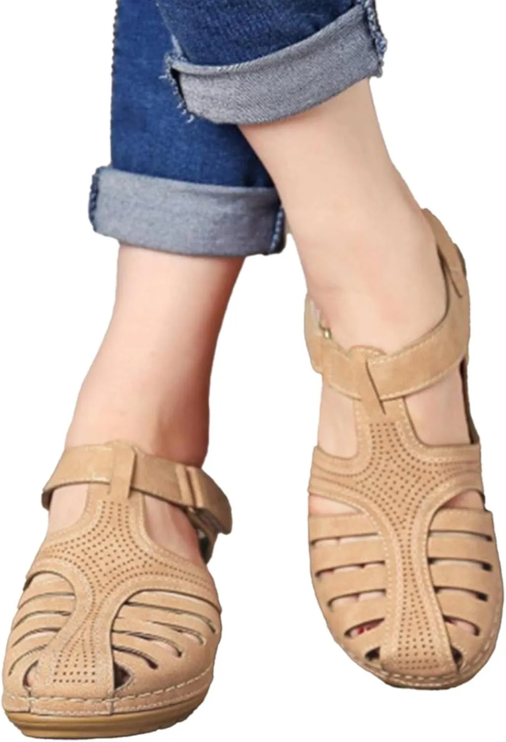 Womens Sandals Wedge Shoes Comfort Ankle Strap Closed Toe Summer Platform Sandals Casual Bohemia Gladiator