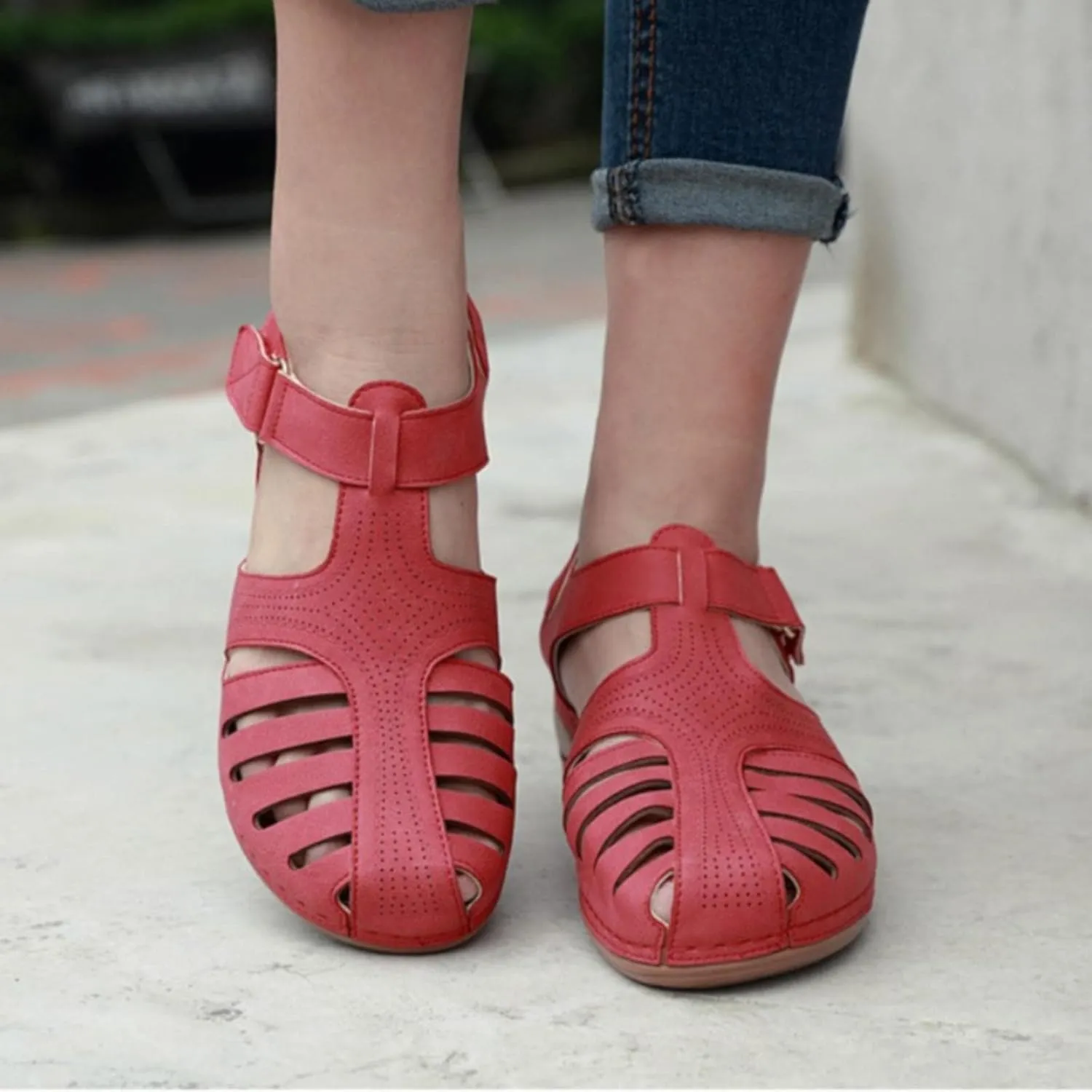 Womens Sandals Wedge Shoes Comfort Ankle Strap Closed Toe Summer Platform Sandals Casual Bohemia Gladiator