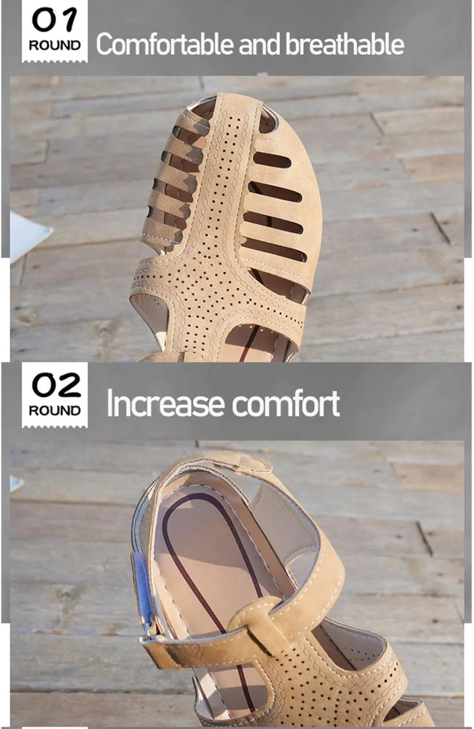 Womens Sandals Wedge Shoes Comfort Ankle Strap Closed Toe Summer Platform Sandals Casual Bohemia Gladiator