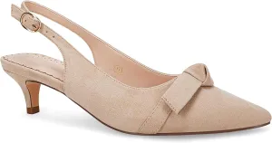 Womens Slingback Pumps Bow Tie Closed Pointed Toe Kitten Heels Mules Slip On Wedding Dress Pumps Shoes