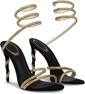 Women's Strappy Sandals Heels Spiral Stiletto Heels Peep Toe Cross Ankle Strap Rhinestones Pumps Slingback Buckle Wedding Prom Shoes