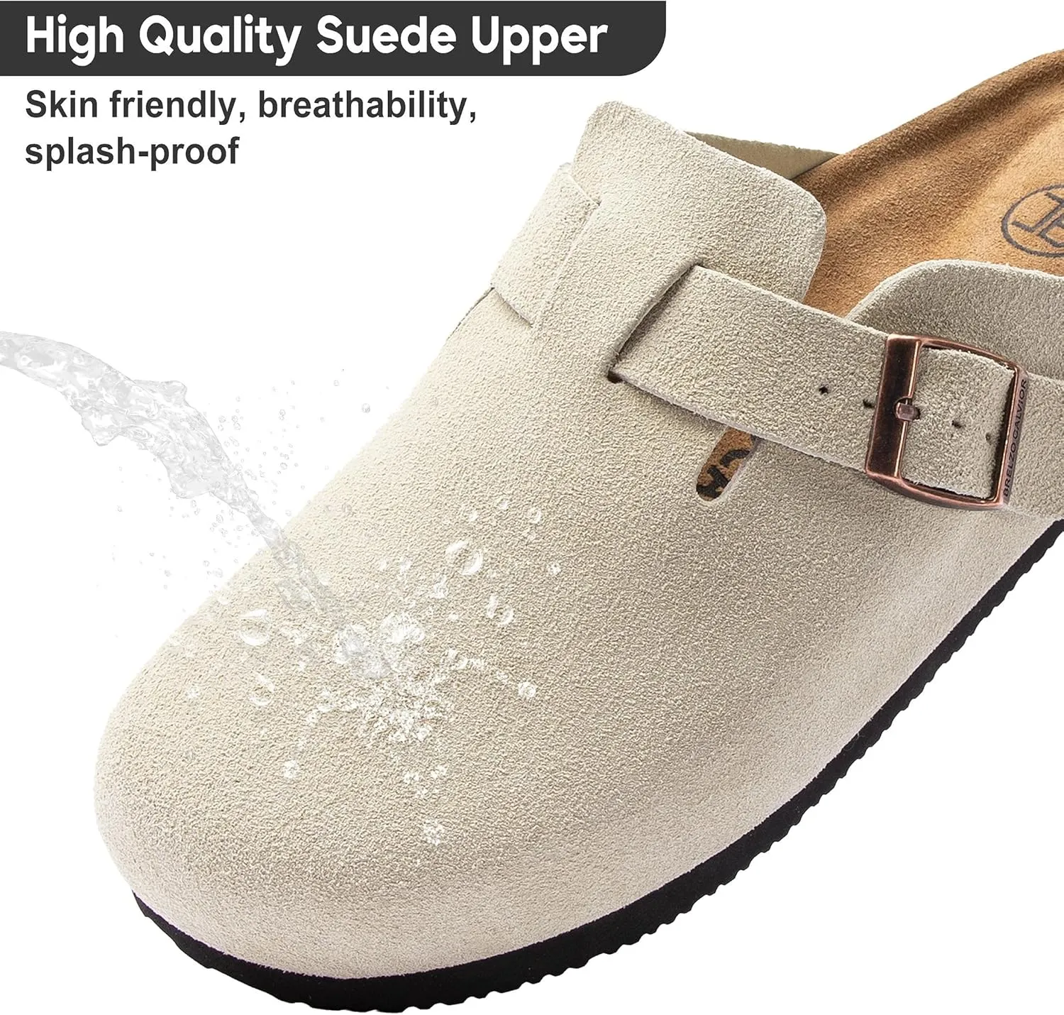 Women's Suede Clogs Men's Slip-On Mules Non-Slip Potato Shoes Arch Support Sandals with Adjustable Buckle for Indoor & Outdoor Use