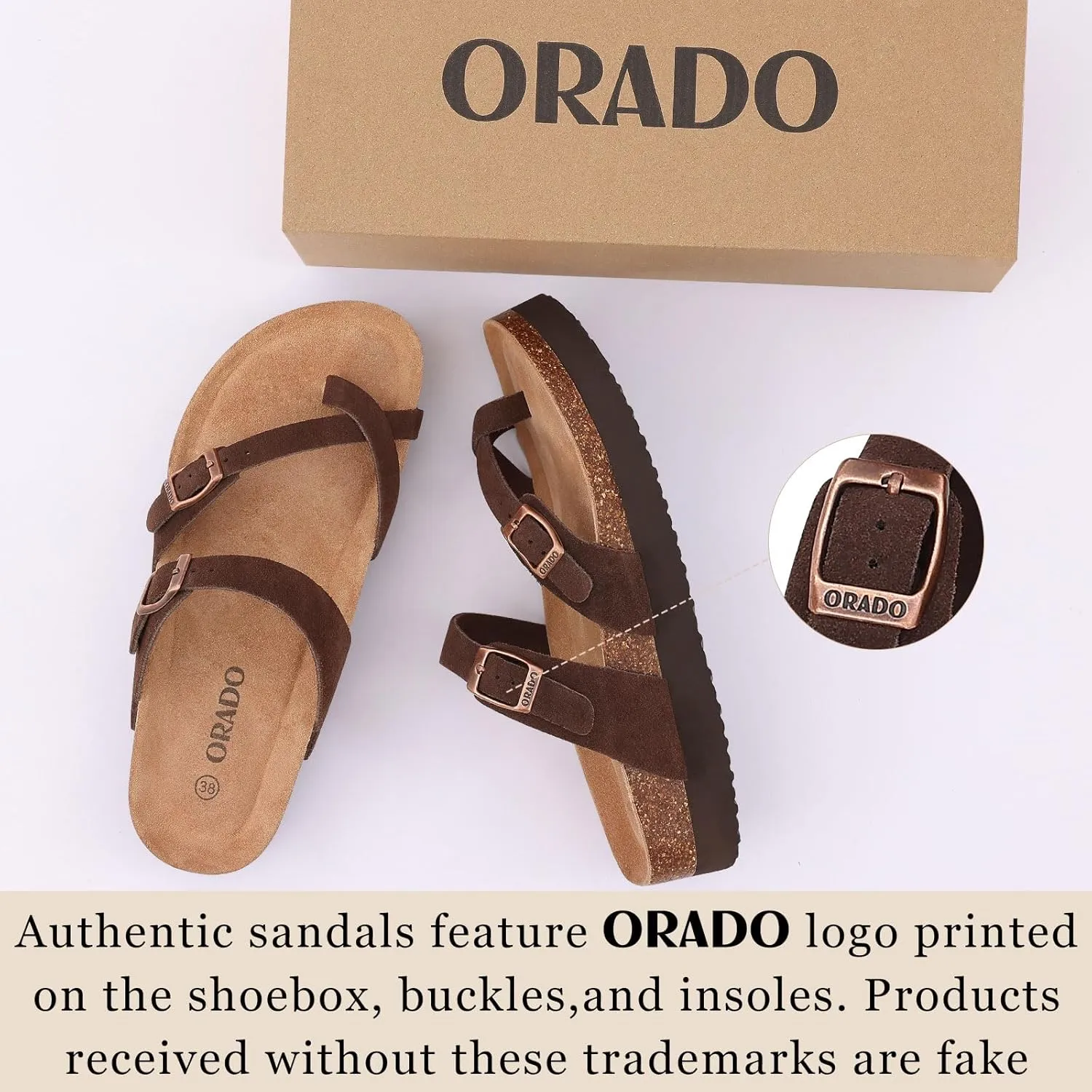 Women's Suede Platform Sandals Cork Footbed Adjustable Comfortable Support Summer Slides