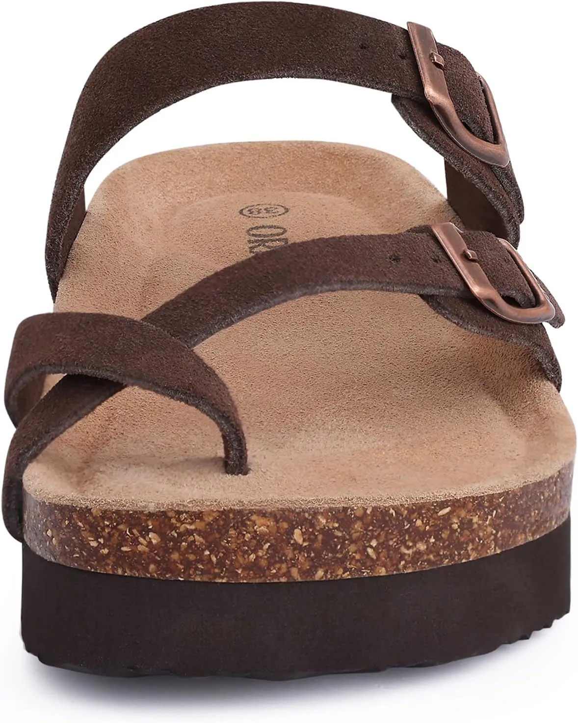 Women's Suede Platform Sandals Cork Footbed Adjustable Comfortable Support Summer Slides