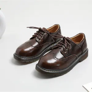 Women's Vintage Oxford Loafers Brogues Lace Up Casual Flats Shoes