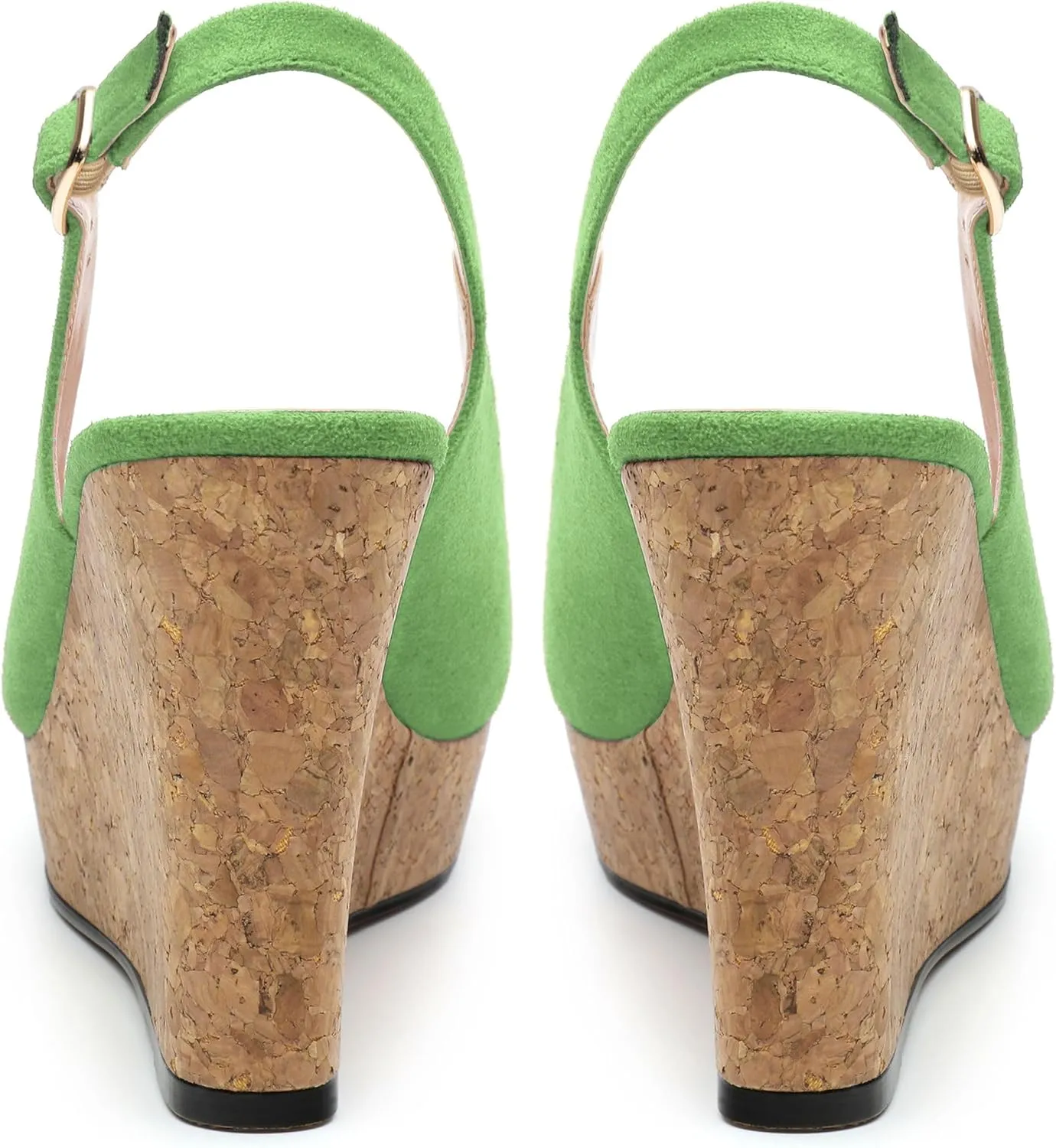 Womens Wedge Platform Sandals Peep Open Toe Slingback Buckle High Heel Dress Shoes Pumps Suede 3.94 Inch