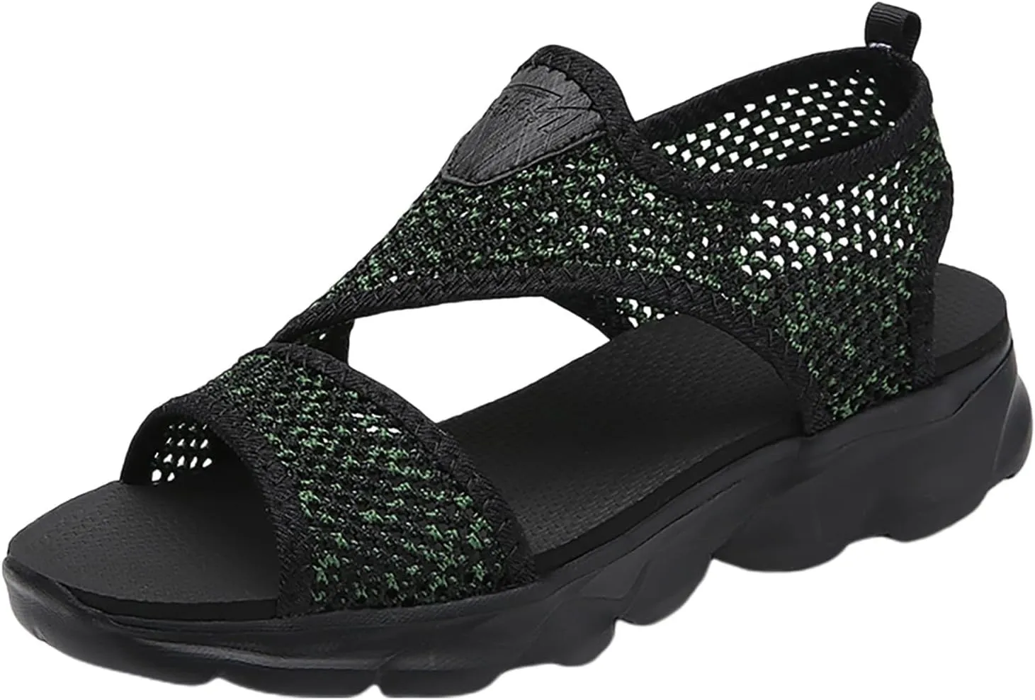 Women's Wedge Sandals, Black, Summer Shoes, Slip On Ankle Boots, Open Toe Slingback Flat Roman Flip Flops for Women, Beach Sandals