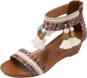 Women's White Sandals, Summer Mules, Comfortable, Roman Trendy Beach Comfortable Elegant Sandals with Rhinestones, Shoes, Wedge Heel
