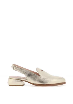 Wonders Metallic Slingback Loafers, Gold
