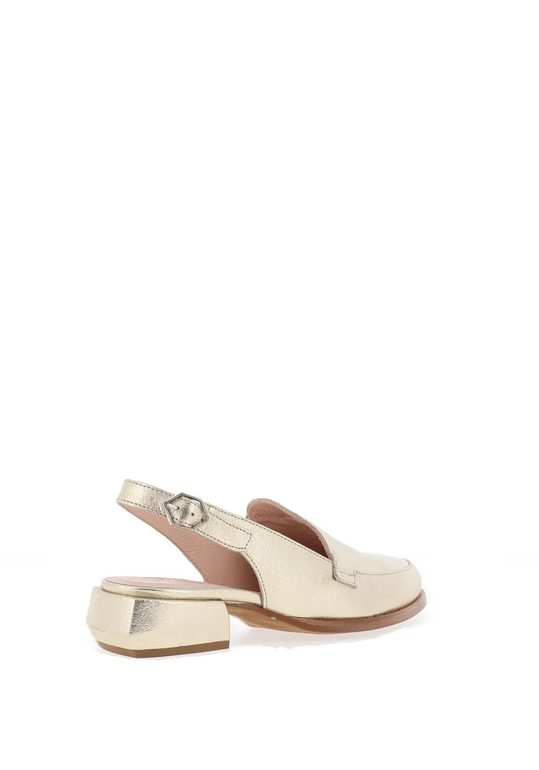 Wonders Metallic Slingback Loafers, Gold