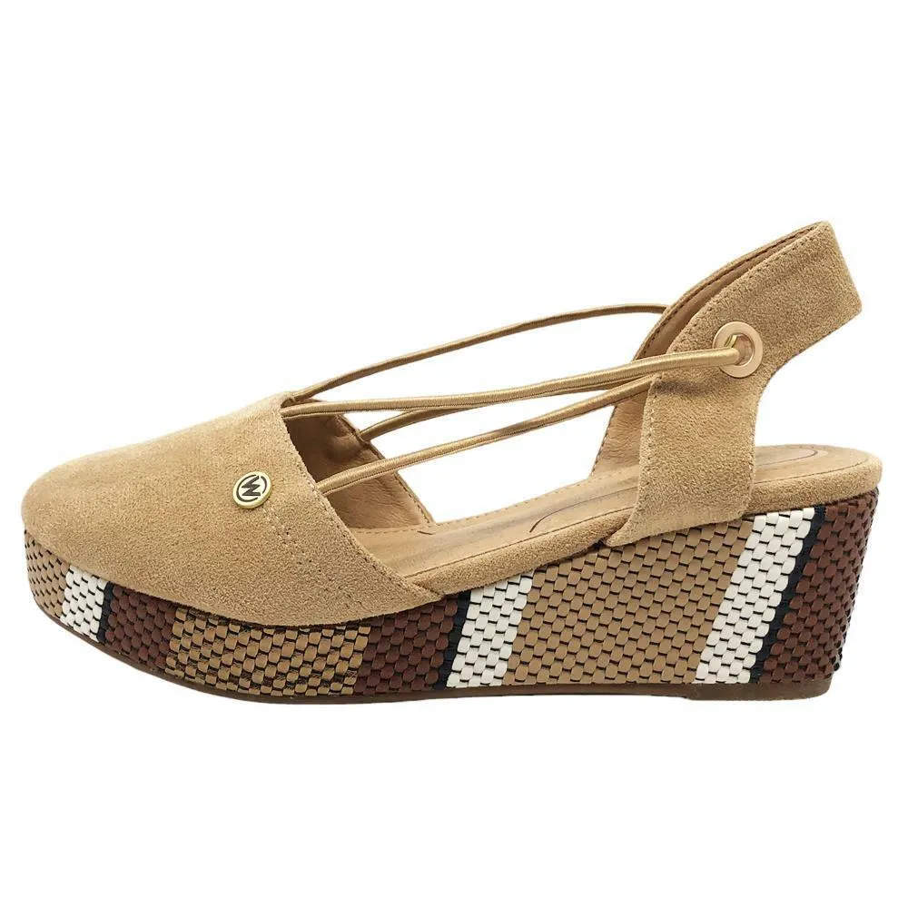 Wrangler Bella Elastic Natural Faux Suede Slip On Platform Low Wedge Shoes