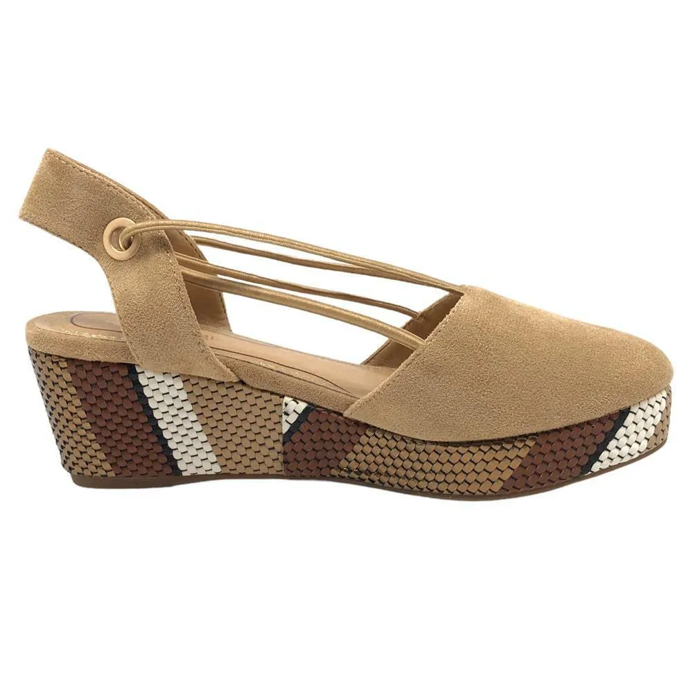 Wrangler Bella Elastic Natural Faux Suede Slip On Platform Low Wedge Shoes
