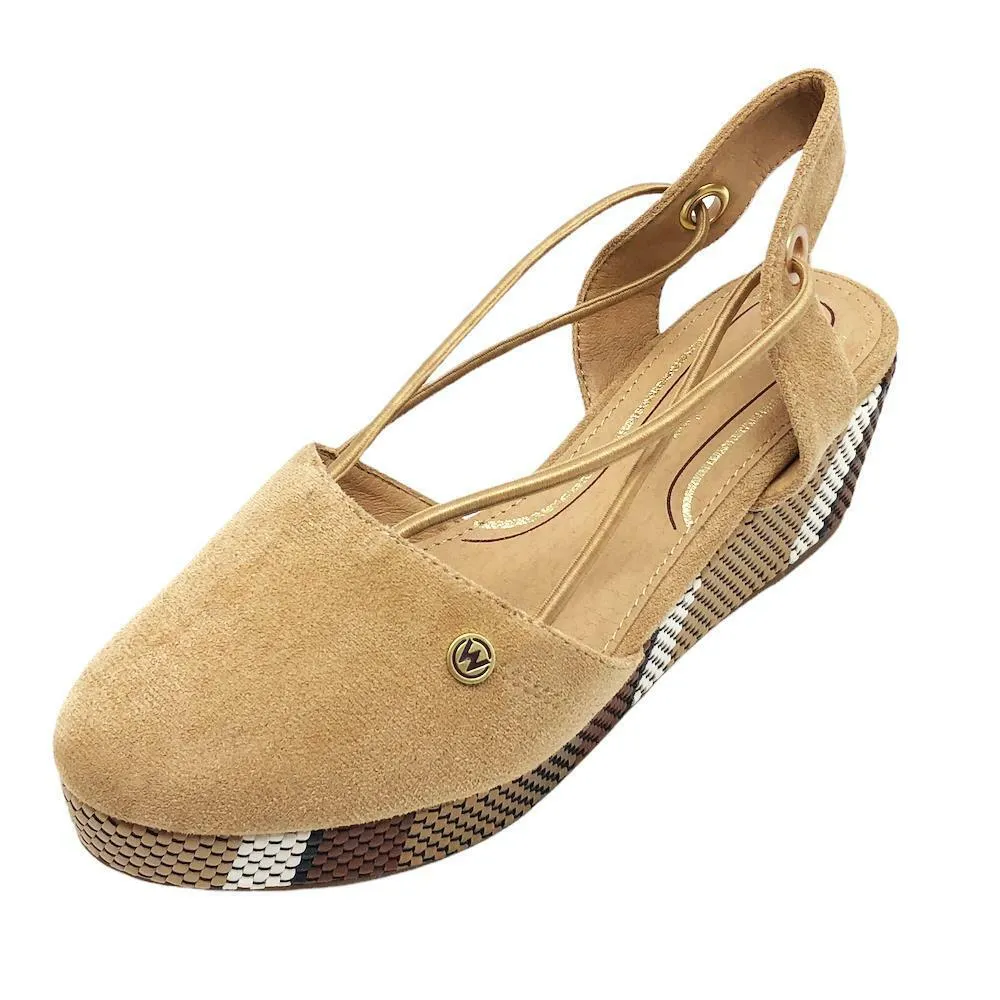 Wrangler Bella Elastic Natural Faux Suede Slip On Platform Low Wedge Shoes