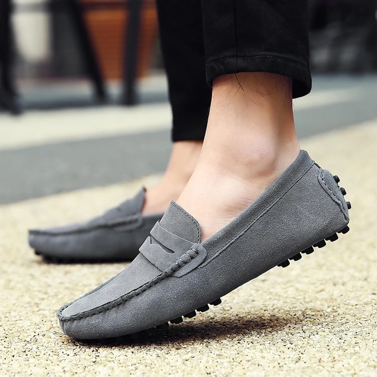 WUIWUIYU Men's Loafers Casual Slip On Shoes Soft Penny Loafers for Men Lightweight Suede Big Size Driving Boat Shoes Moccasins