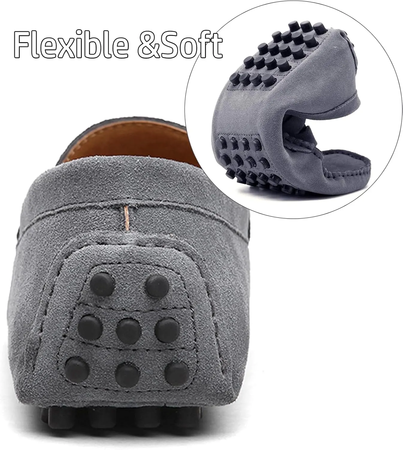 WUIWUIYU Men's Loafers Casual Slip On Shoes Soft Penny Loafers for Men Lightweight Suede Big Size Driving Boat Shoes Moccasins