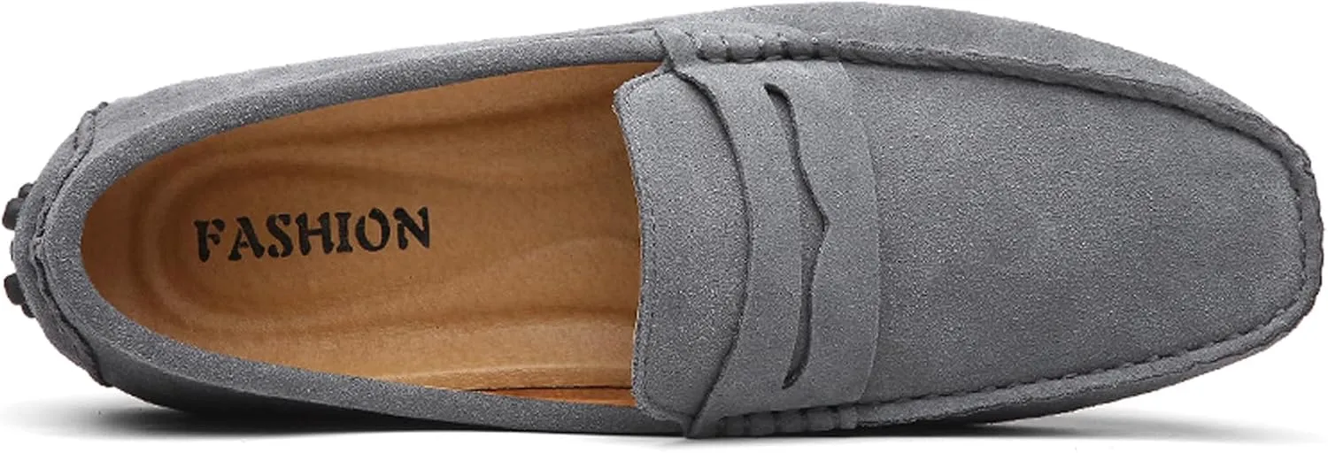 WUIWUIYU Men's Loafers Casual Slip On Shoes Soft Penny Loafers for Men Lightweight Suede Big Size Driving Boat Shoes Moccasins