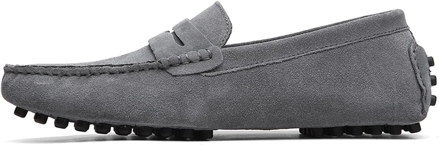 WUIWUIYU Men's Loafers Casual Slip On Shoes Soft Penny Loafers for Men Lightweight Suede Big Size Driving Boat Shoes Moccasins