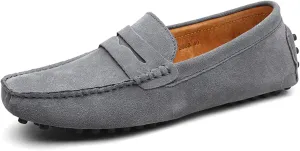 WUIWUIYU Men's Loafers Casual Slip On Shoes Soft Penny Loafers for Men Lightweight Suede Big Size Driving Boat Shoes Moccasins