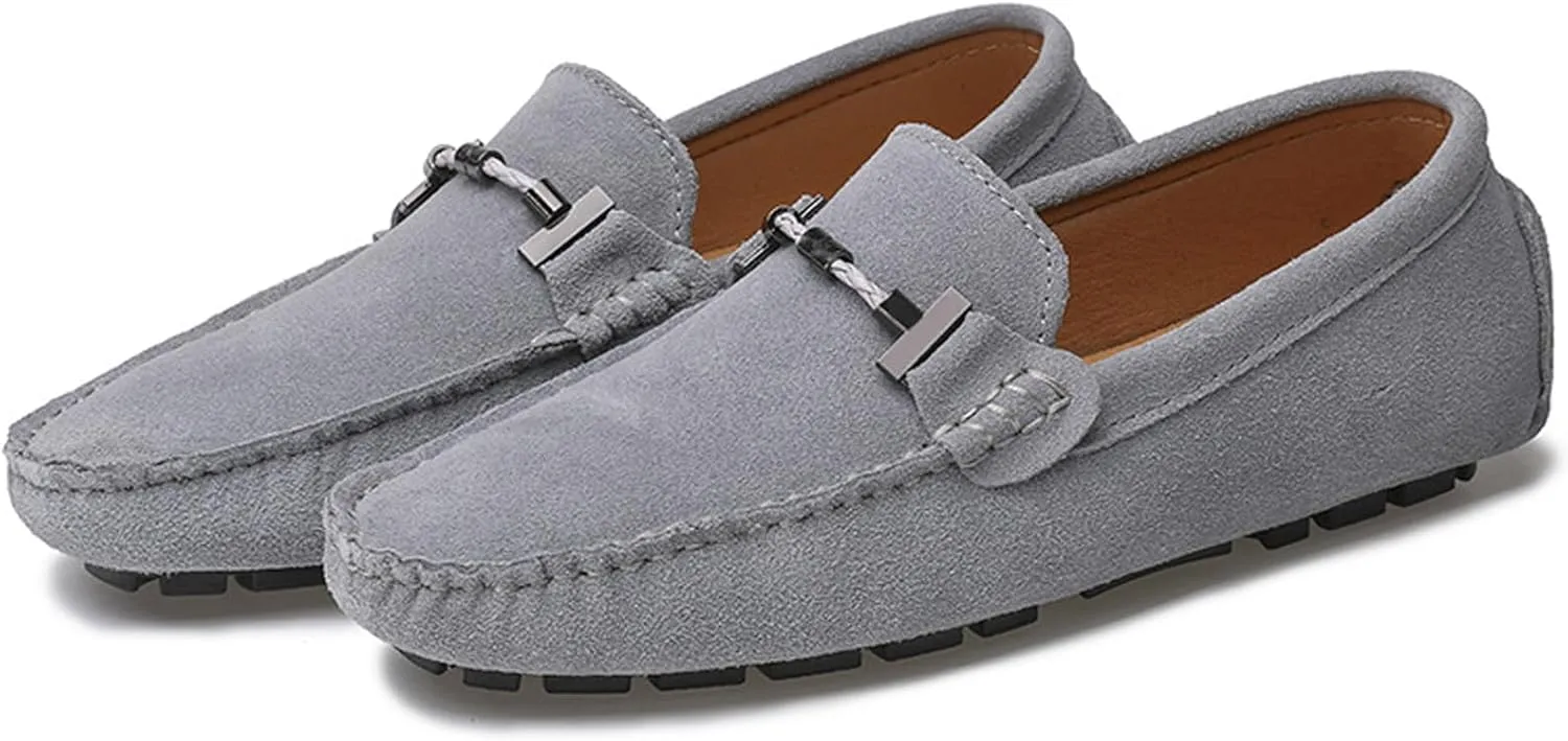 WUIWUIYU Men's Penny Loafers Moccasin Driving Shoes Slip On Flats Boat Shoes