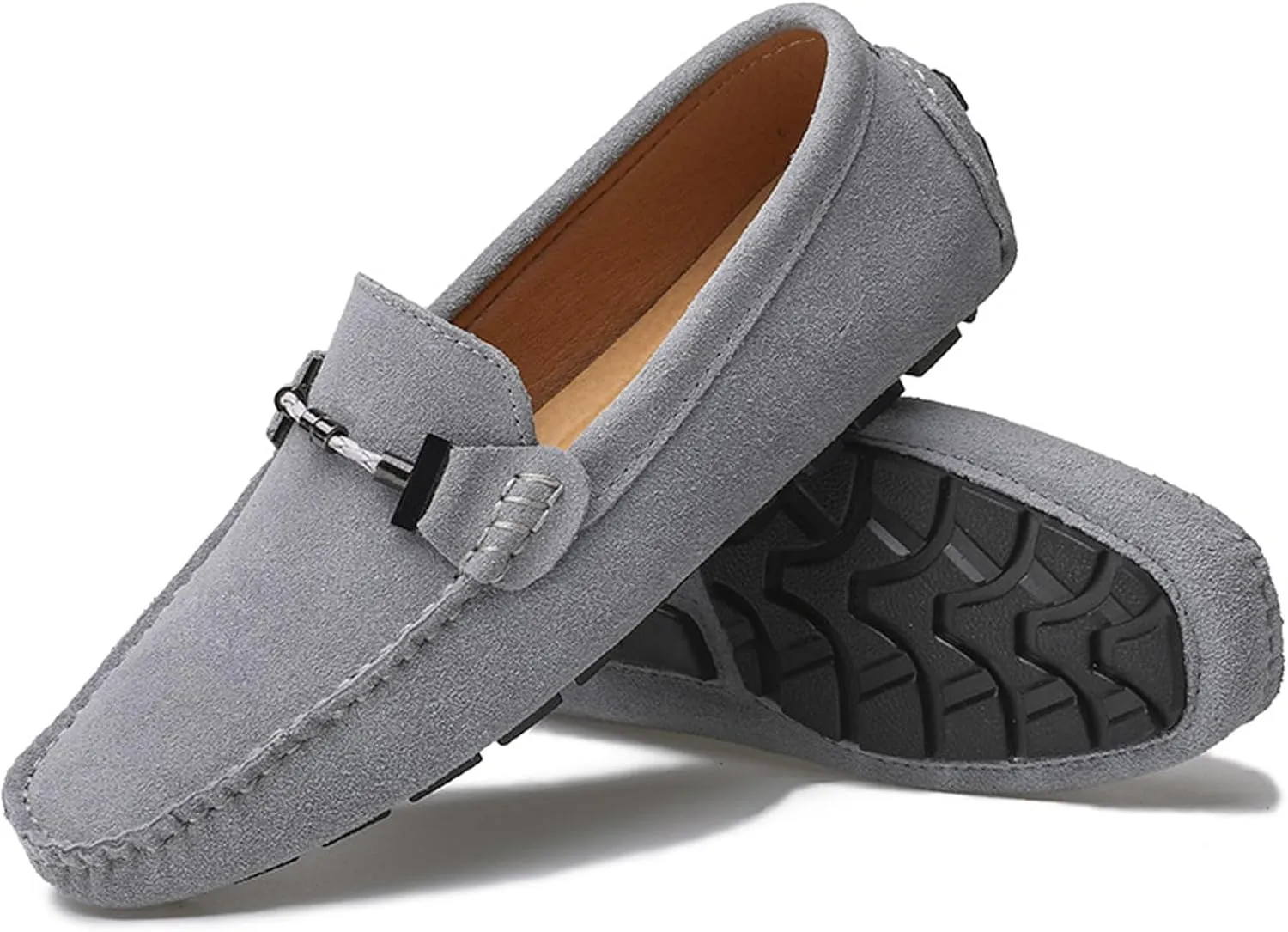 WUIWUIYU Men's Penny Loafers Moccasin Driving Shoes Slip On Flats Boat Shoes