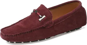 WUIWUIYU Men's Penny Loafers Moccasin Driving Shoes Slip On Flats Boat Shoes