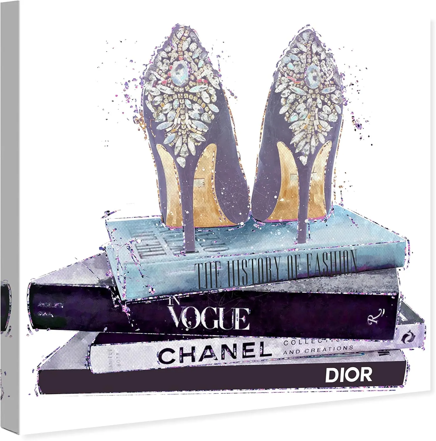 Wynwood Studio Fashion and Glam Contemporary Her Favorite Lavender Shoes Canvas Wall Art Living Room Bedroom and Bathroom Home Decor 12 in x 12 in Purple and Black