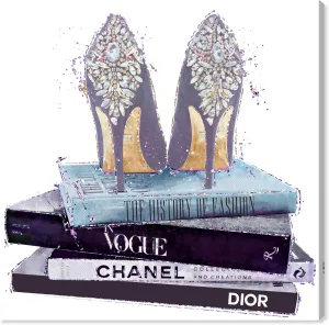 Wynwood Studio Fashion and Glam Contemporary Her Favorite Lavender Shoes Canvas Wall Art Living Room Bedroom and Bathroom Home Decor 12 in x 12 in Purple and Black