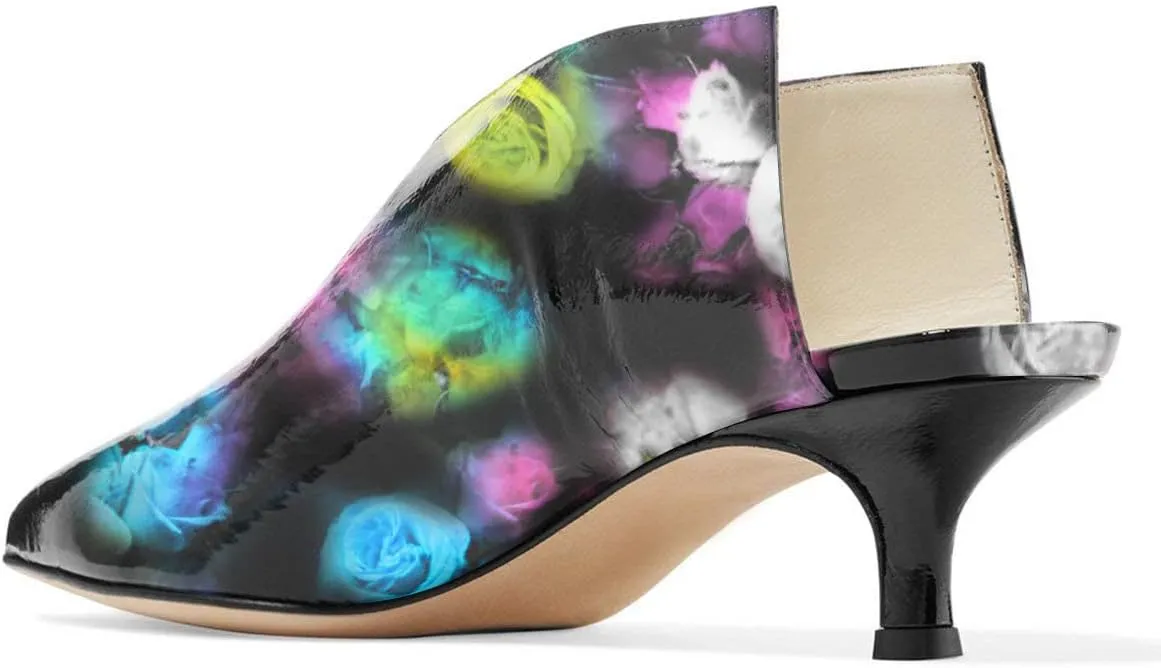 XYD Women Pointed Toe Kitten Mules Low Heels Slip On Pumps Slide Sandals Clog Backless Shoes