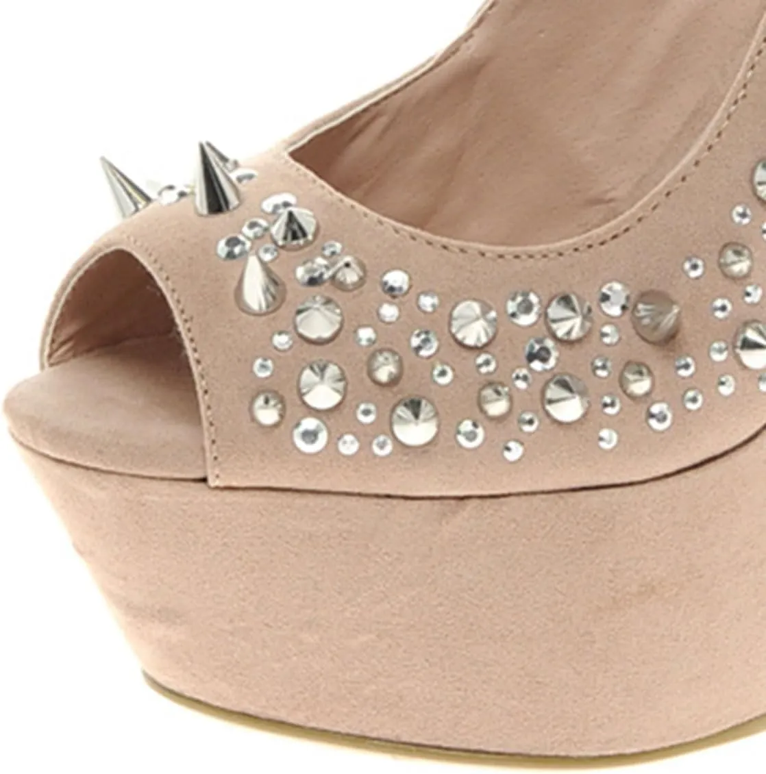 XYD Women Wedges Slingback Heels Sandals Peep Toe Rhinestone Rivets Platform Pumps Evening Dress Shoes