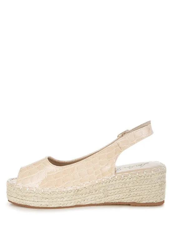 Yarael Croco Peep Toe Wedges