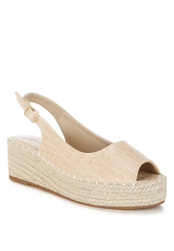 Yarael Croco Peep Toe Wedges