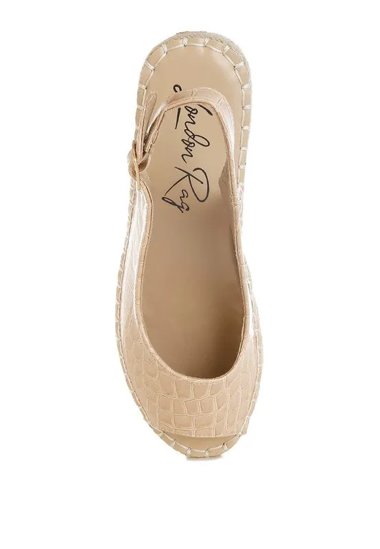 Yarael Croco Peep Toe Wedges