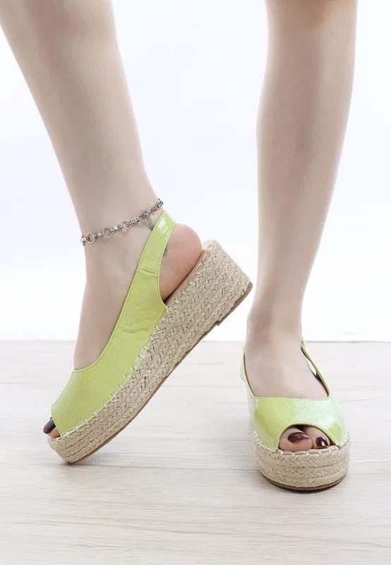 Yarael Croco Peep Toe Wedges