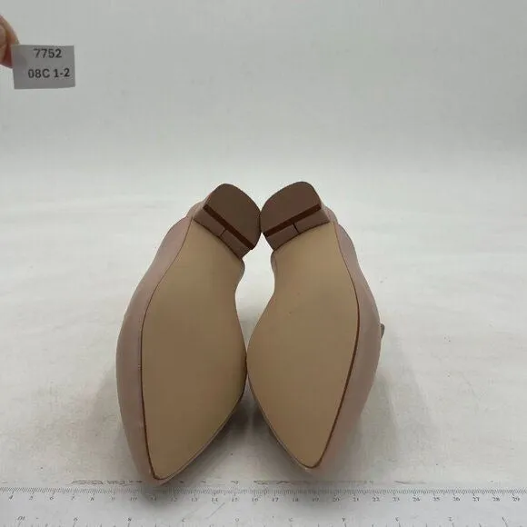 YDN  Nude Low Heel Comfort Mules Slip on Backless Sandals Pointed Toe Slipper