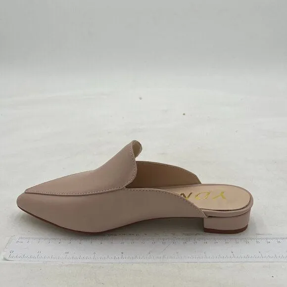 YDN  Nude Low Heel Comfort Mules Slip on Backless Sandals Pointed Toe Slipper