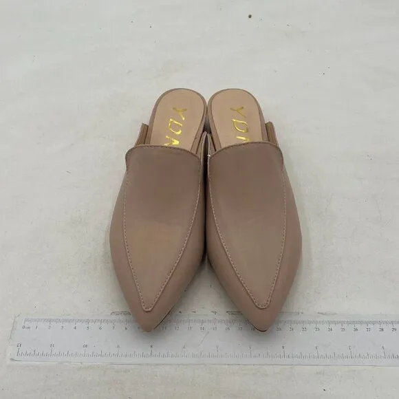 YDN  Nude Low Heel Comfort Mules Slip on Backless Sandals Pointed Toe Slipper