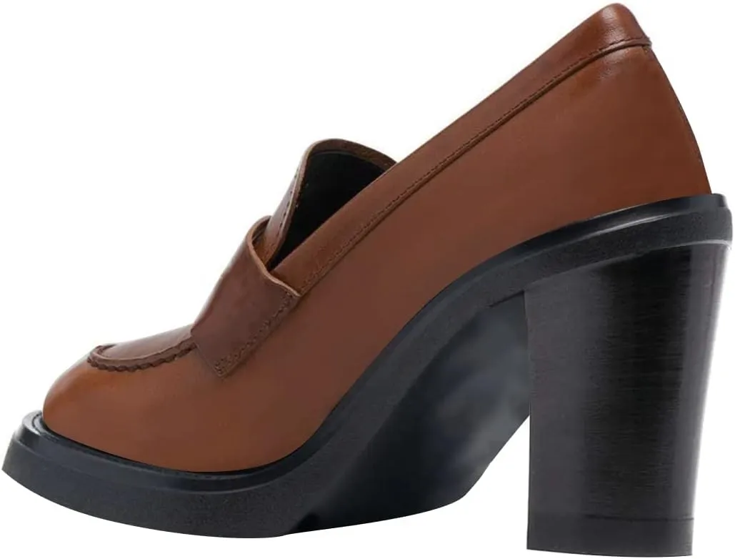 YDN Women Chunky High Heels Round Toe Oxford Loafer Shoes Slip On Office Work Pumps Size 4-16 US