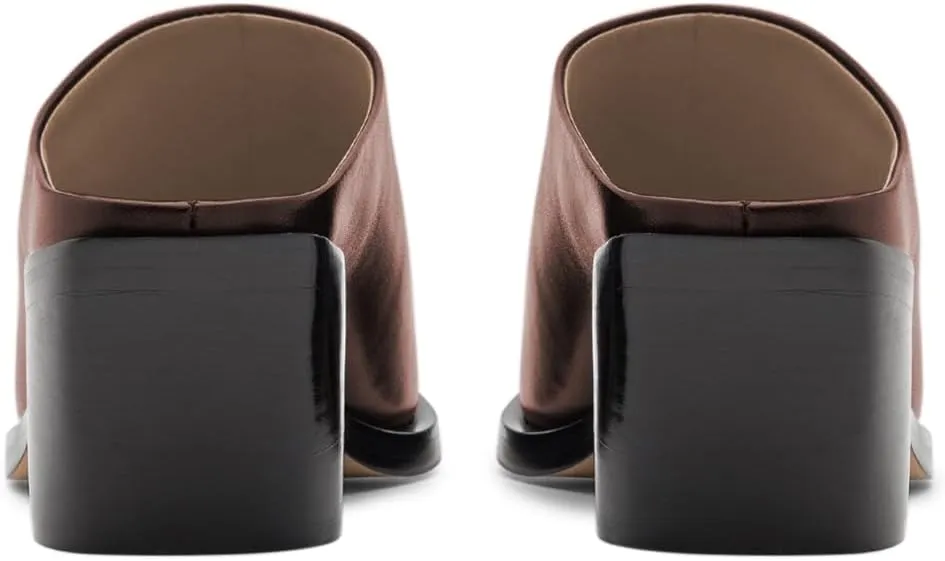 YDN Women Classic Mules Slip On Slippers Chunky Mid Heels Closed Pointed Toe Shoes Party Shopping Indoor Size 4-16 US