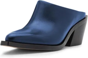 YDN Women Classic Mules Slip On Slippers Chunky Mid Heels Closed Pointed Toe Shoes Party Shopping Indoor Size 4-16 US