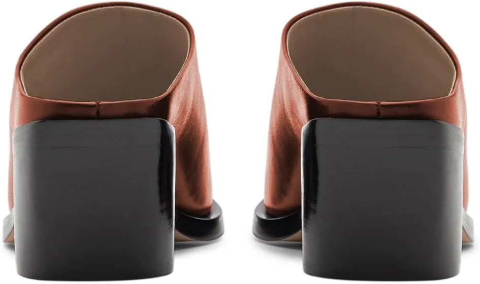 YDN Women Classic Mules Slip On Slippers Chunky Mid Heels Closed Pointed Toe Shoes Party Shopping Indoor Size 4-16 US