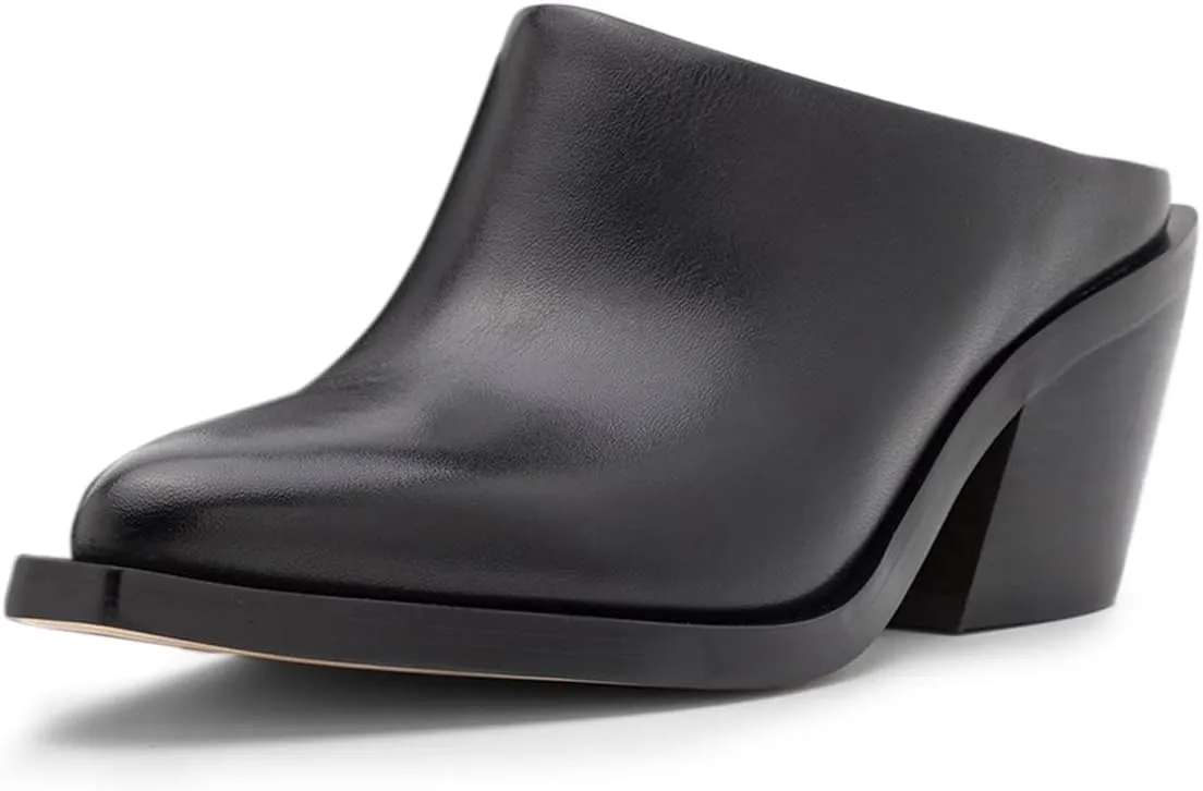 YDN Women Classic Mules Slip On Slippers Chunky Mid Heels Closed Pointed Toe Shoes Party Shopping Indoor Size 4-16 US