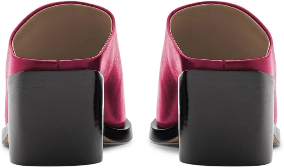 YDN Women Classic Mules Slip On Slippers Chunky Mid Heels Closed Pointed Toe Shoes Party Shopping Indoor Size 4-16 US